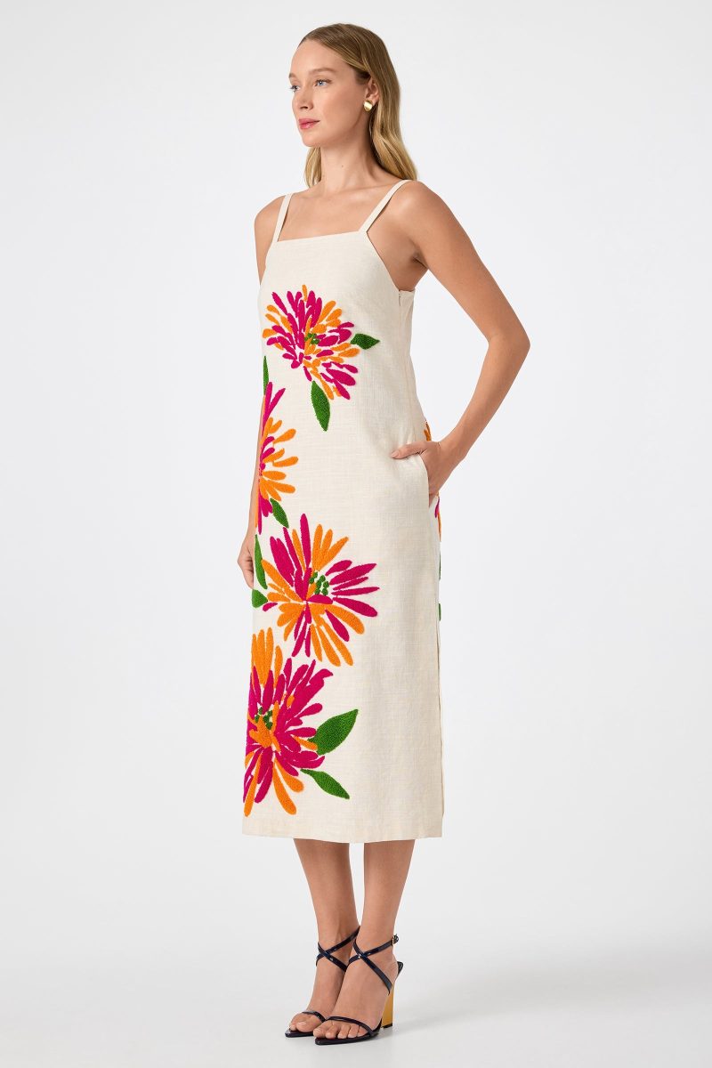 Yona Embroidered Flowers Midi Dress - Image 4