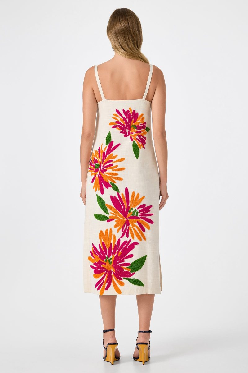 Yona Embroidered Flowers Midi Dress - Image 5