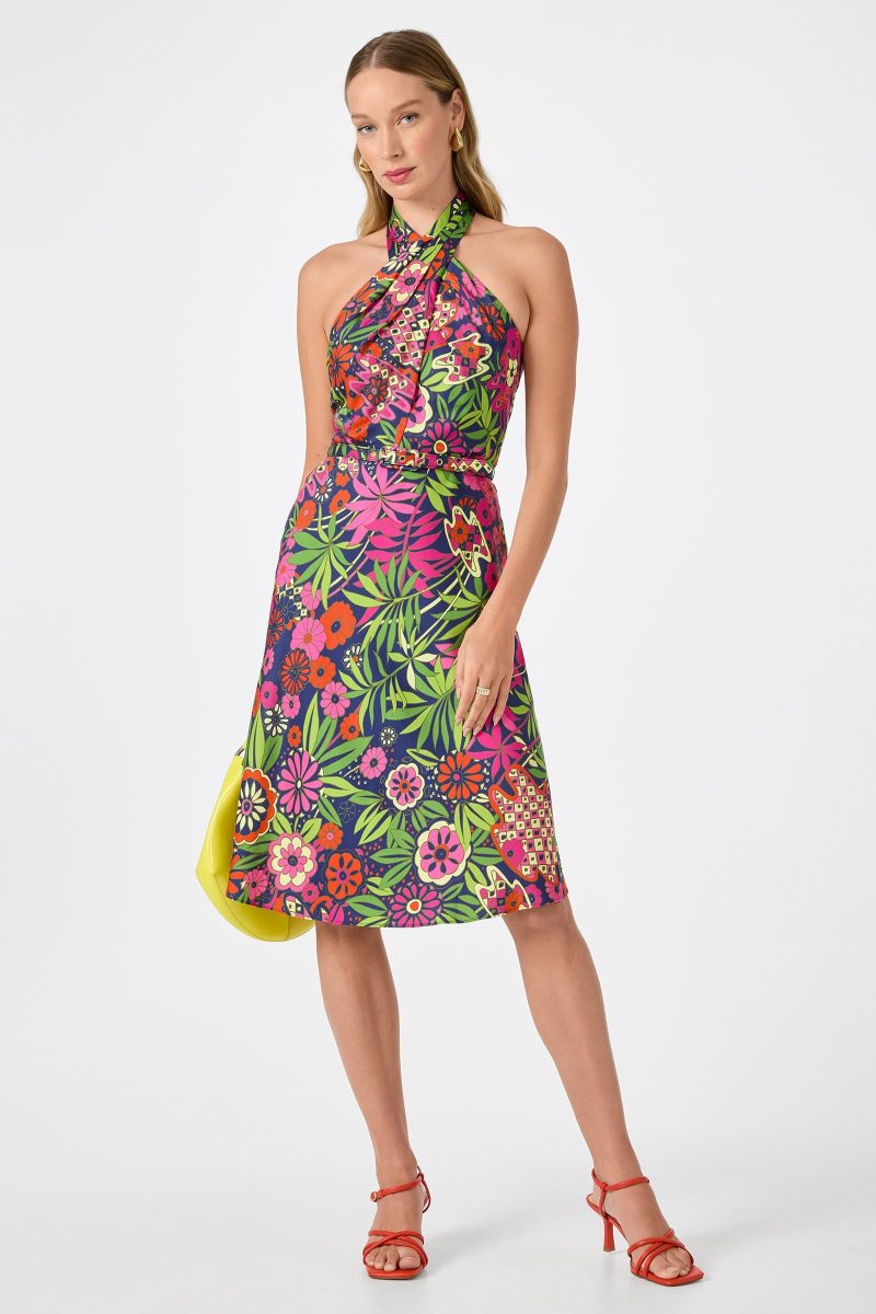 Muri Cross-Halter Midi Dress - Fumi Floral