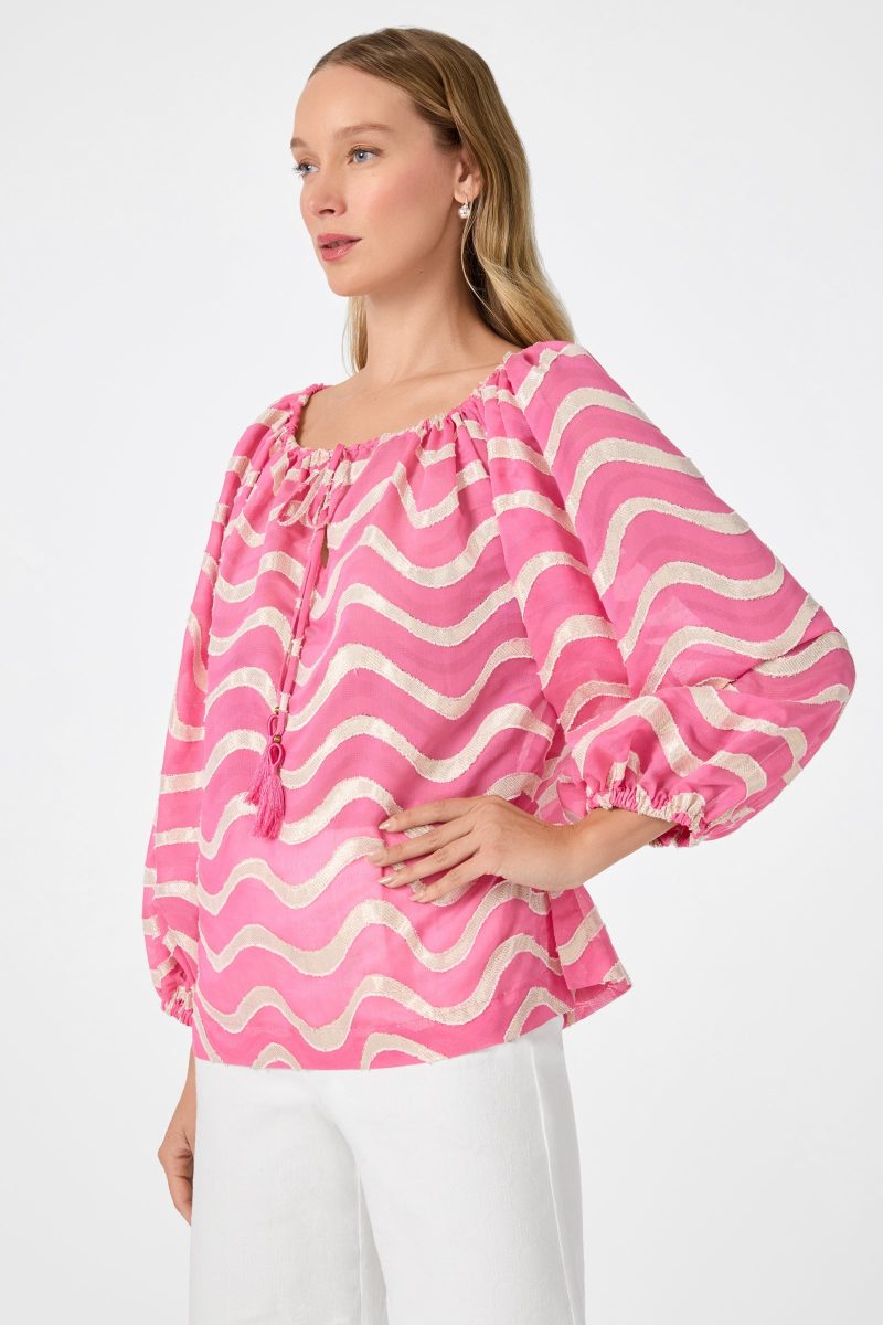 Sandia 2 Blouson Top - Pinku - Image 4